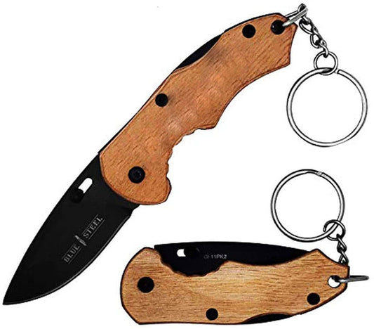 Blue POCKET FOLDING KNIFE KEYCHAIN