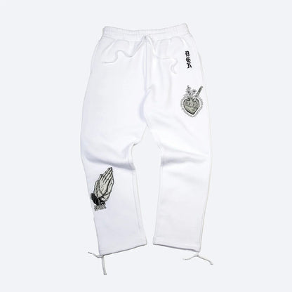 Inked Embroidered Fleece Pants - Four Street