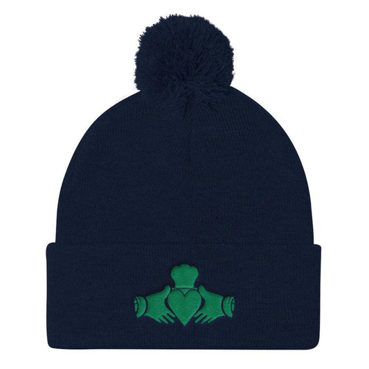 Irish Claddagh Pom Pom Knit Hat