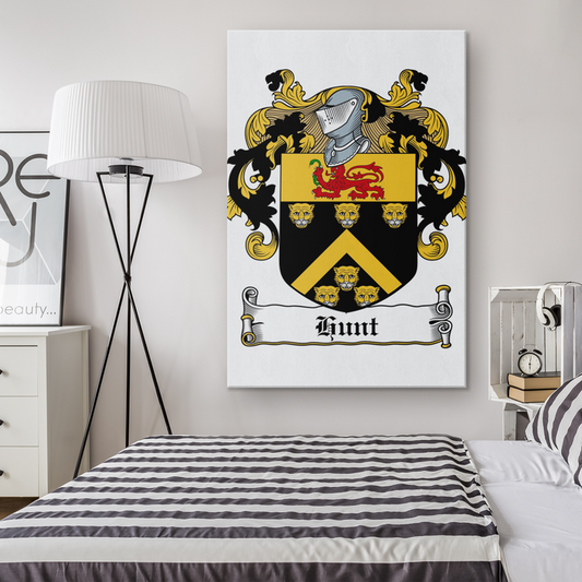 Irish Family Crest - Hunt - Canvas Print Wall Art