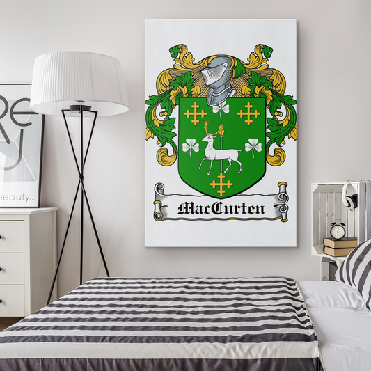 Irish Family Crest - MacCurten - Canvas Print Wall Art
