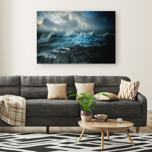 Irish Ocean Storm Canvas Print Wall Art