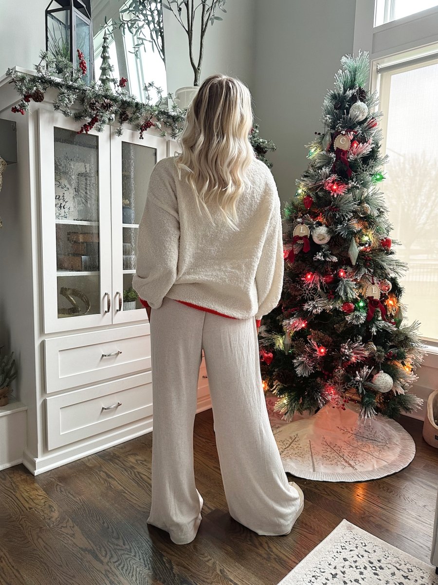 Jolly Pines Cream And Red Pullover