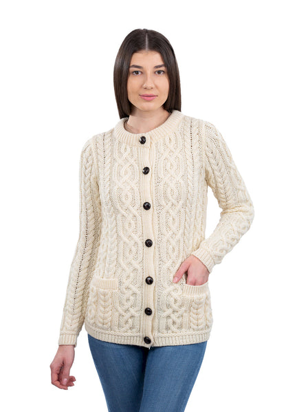 ☘️ Ladies Aran Button Cable Cardigan ☘️