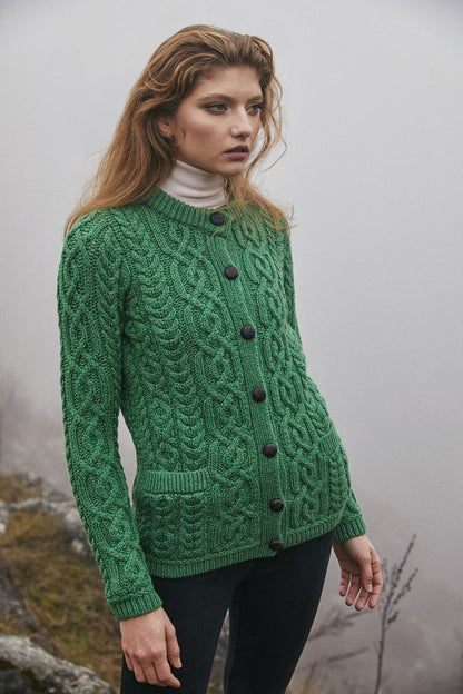 ☘️ Ladies Aran Button Cable Cardigan ☘️