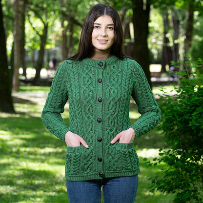☘️ Ladies Aran Button Cable Cardigan ☘️