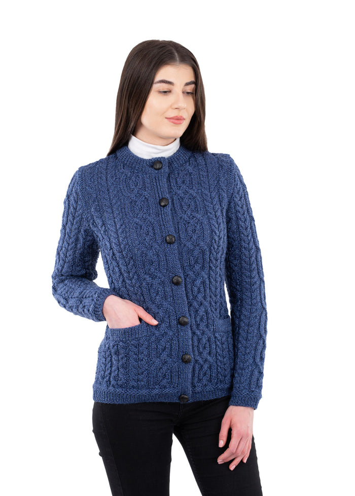 ☘️ Ladies Aran Button Cable Cardigan ☘️