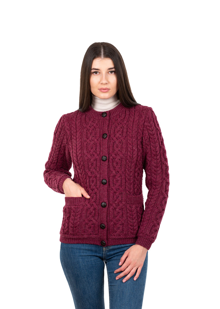 ☘️ Ladies Aran Button Cable Cardigan ☘️