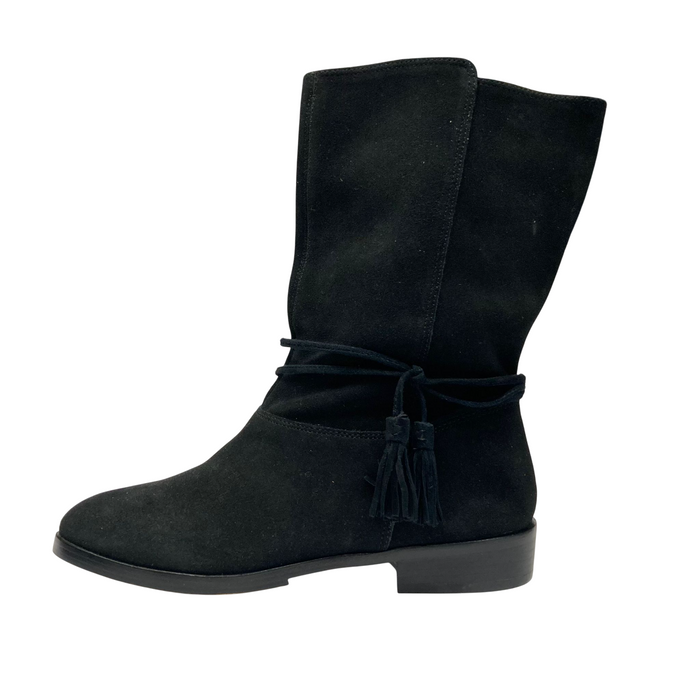 Land's End Women's Suede Slouch Black Boots