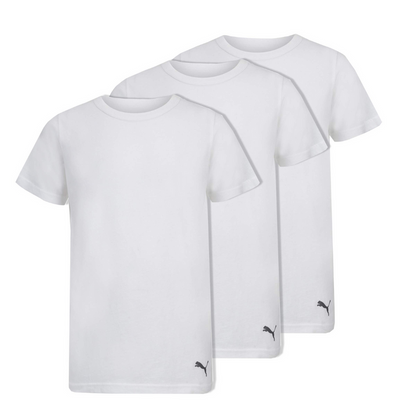 Puma Men's 3-Pack Premium Soft Cotton White Crew Neck T-Shirts