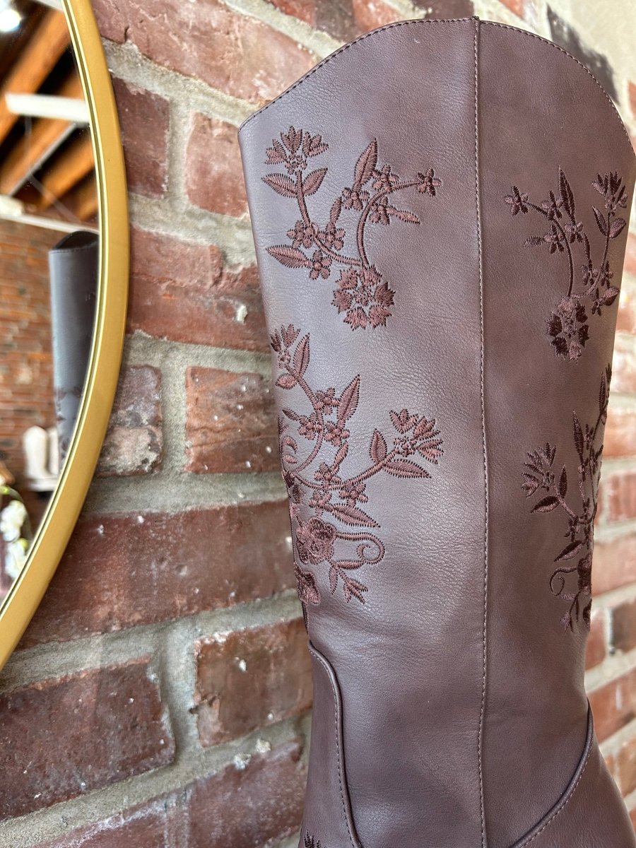 Miley Dark Brown Embroidered Western Boot