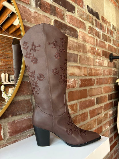 Miley Dark Brown Embroidered Western Boot