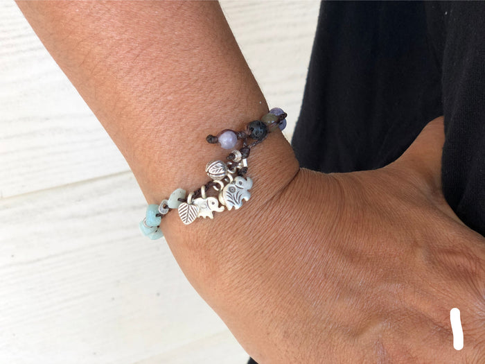Mixed stone & silver line bracelet
