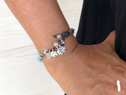 Mixed stone & silver line bracelet