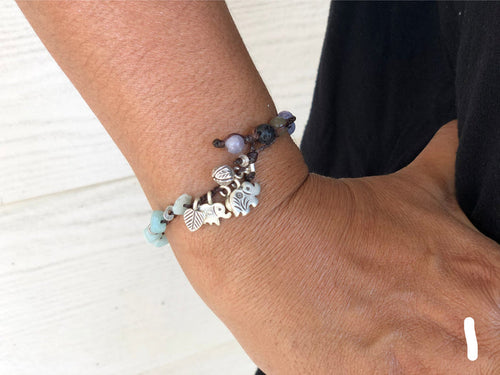 Mixed stone & silver line bracelet