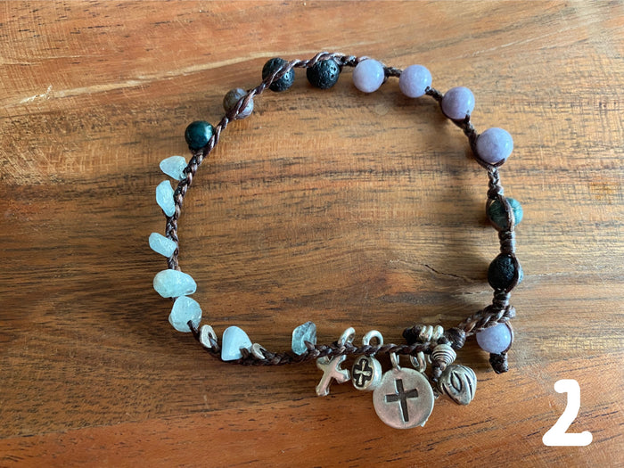 Mixed stone & silver line bracelet