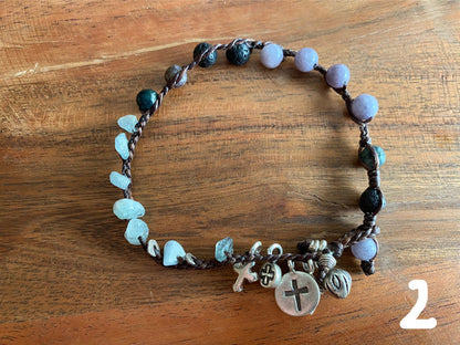 Mixed stone & silver line bracelet