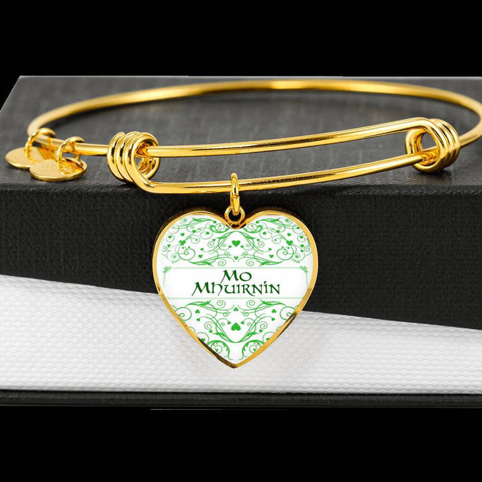 Heart Pendant Gold Bangle / No