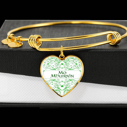 Heart Pendant Gold Bangle / No