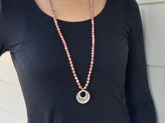 Necklace - Stone & Silver pendant - MORE COLORS