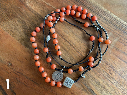 Necklace - stones w/ silver beads - MORE COLORS