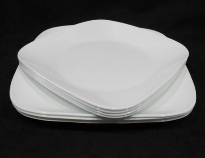 ❤️ NEW 12-pc CORELLE Square VIVID / PURE WHITE Dinnerware Set DINNER LUNCH BOWLS