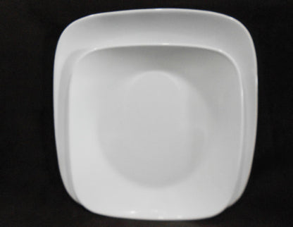 ❤️ NEW 12-pc CORELLE Square VIVID / PURE WHITE Dinnerware Set DINNER LUNCH BOWLS