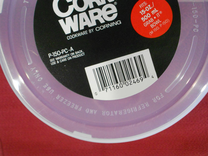 ❤️ NEW CorningWare 150-PC Sheer Clear STORAGE COVER Tab Handle for GRAB-IT BOWL