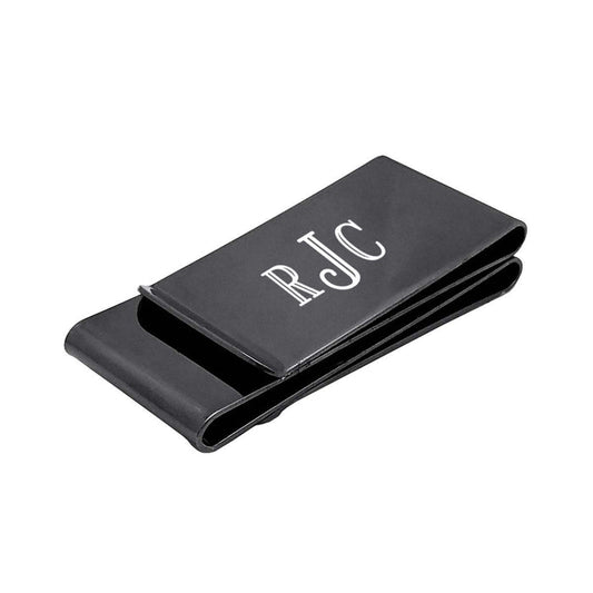 Personalized Double Sided Metal Money Clip Free Engraving Black Ice