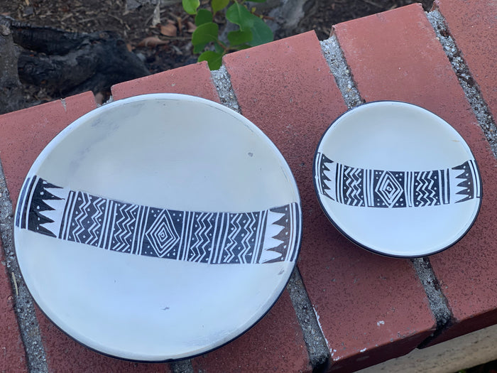 Round bowl - Soapstone Black & White SIZE OPTIONS