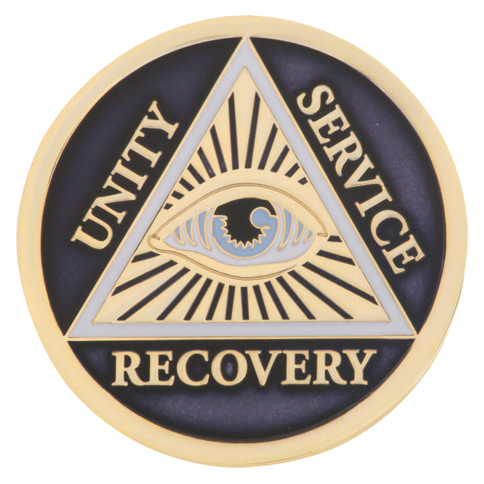 Serenity Sisters Tri-Plated Specialty AA Affirmation Sobriety Medallion - Purple/Gold