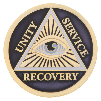 Serenity Sisters Tri-Plated Specialty AA Affirmation Sobriety Medallion - Purple/Gold