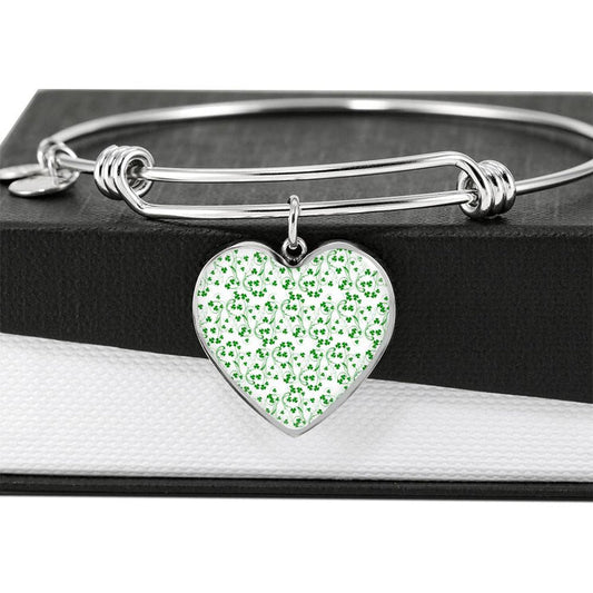 ☘️ Shamrock Vine Heart Bangle Bracelet ☘️