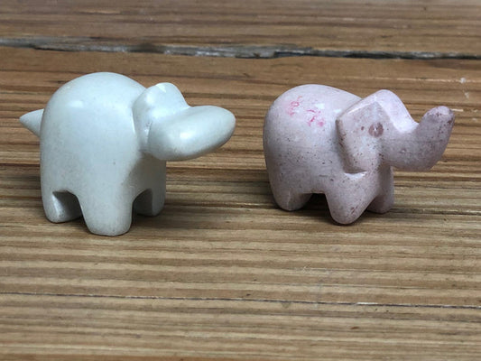 Soapstone Elephant Hippo Duo - tiny