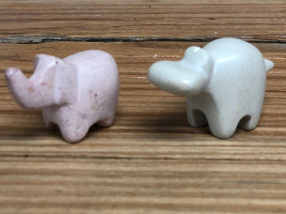 Soapstone Elephant Hippo Duo - tiny