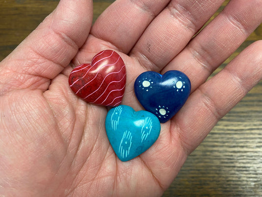 Soapstone Hearts flat - set of 3