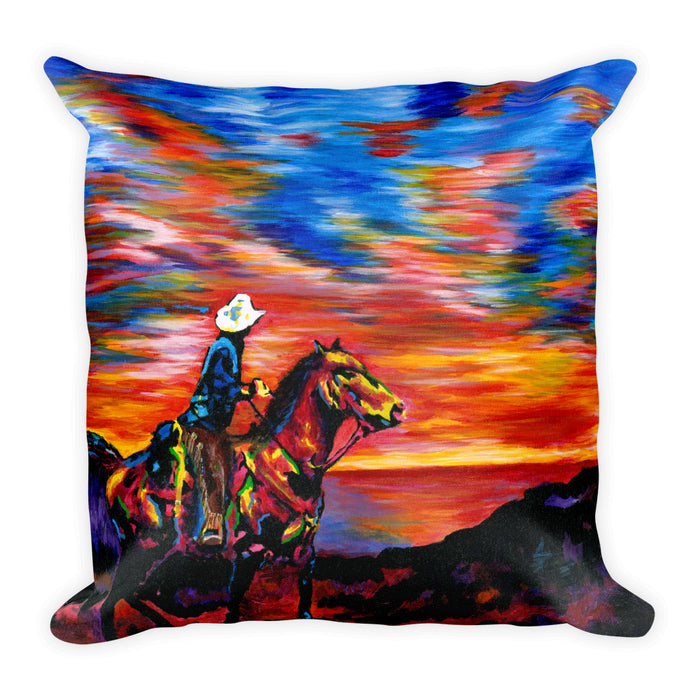 Square Pillow - Cowboy Sunset