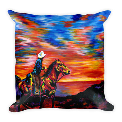 Square Pillow - Cowboy Sunset