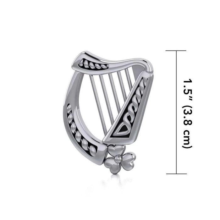 ☘️ Sterling Silver Irish Harp Pendant with Shamrock Necklace ☘️