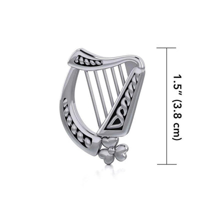 ☘️ Sterling Silver Irish Harp Pendant with Shamrock Necklace ☘️