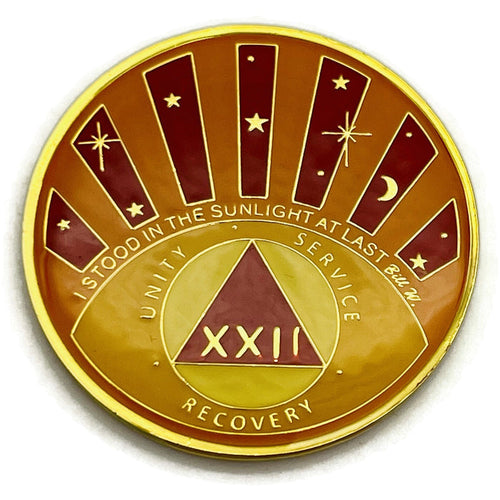 Stood in the Sunlight 22 Year Specialty AA Recovery Medallion - Tri-Plated Twenty-Two Year Chip/Coin