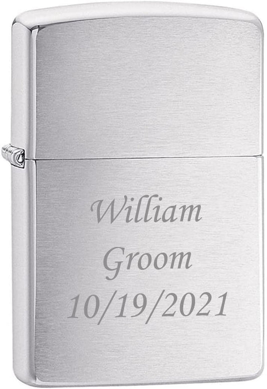 Zippo - High Polish Chrome Engraved Zippo Lighter, Free Engraving - Silver, Pack 1