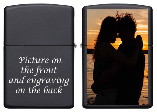 Zippo Custom Lighter with Photo, Personalized Image Best Birthday Gift for Husband Father Boy Friend Black Matte